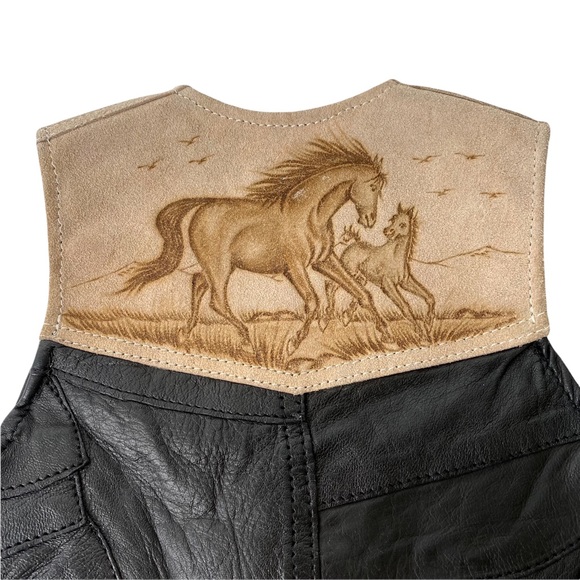 Kids Vintage Western Horse Stallion Genuine Authentic Suede Leather Vest Size 6 - Picture 3 of 9